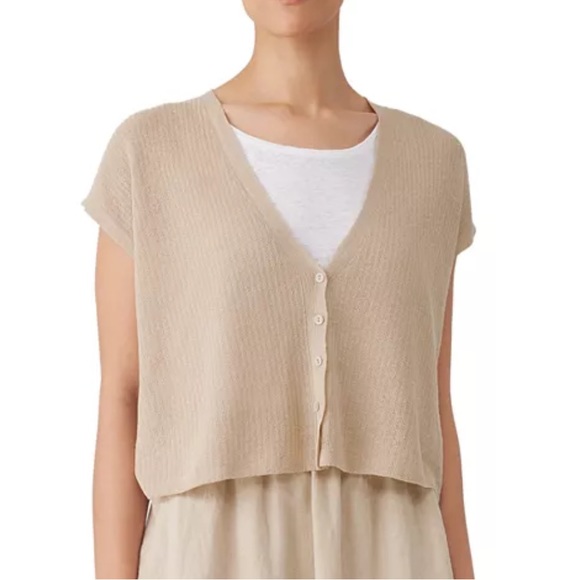 Eileen Fisher Tops - Eileen Fisher Organic Linen & Cotton Cap Sleeve Boxy Relaxed Cardigan Sweater
